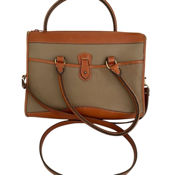 Vintage Dooney & Bourke All Weather Leather Handbag Pebbled Saddle Tan USA - Picture 6 of 17